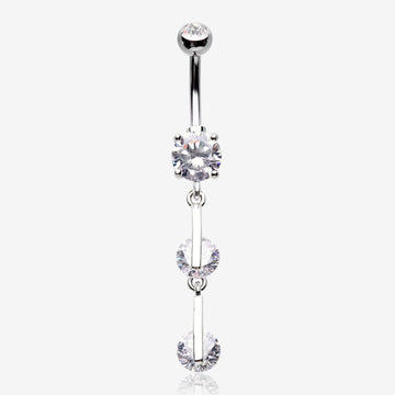 Glistening Sparkle Gem Droplets Belly Button Ring-Clear Gem